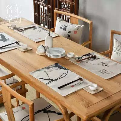 Badashanren modern new Chinese ink flower fabric placemats insulation mats meal coasters table mats tea mats