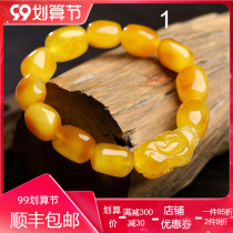 Oucini chicken oil yellow beeswax bracelets for men and women natural raw stone Amber full of honey wax single Circle Bracelet
