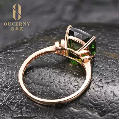 Ozini colorful gems ring female 18K rose gold natural diopside ring high-end jewelry jewelry