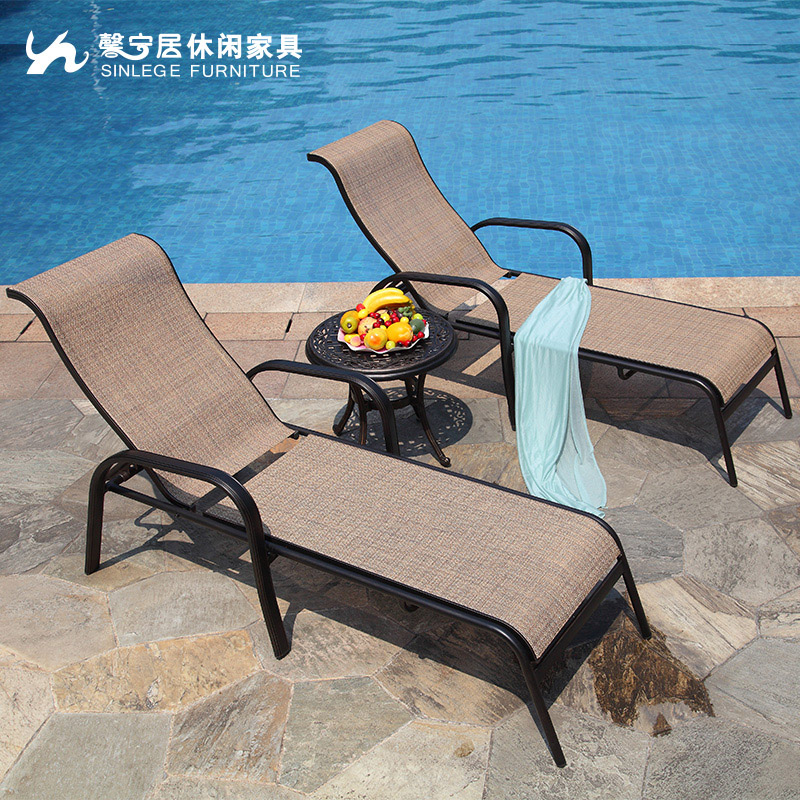 Xinningju Pool Leisure Recliner Outdoor Beach Recliner Cast Aluminum Hotel Recliner Terrace Balcony Reclining Bed
