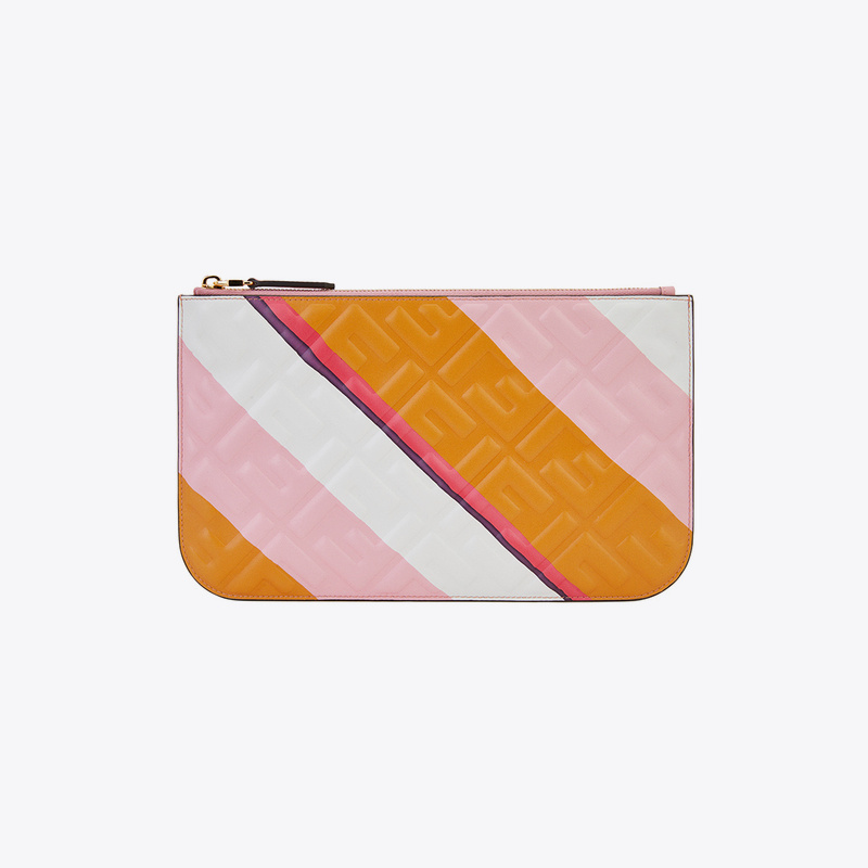 Fendi Women's Fashion Color-Blocked Twill Personalized Logo Leather Clutch Wallet Handbag