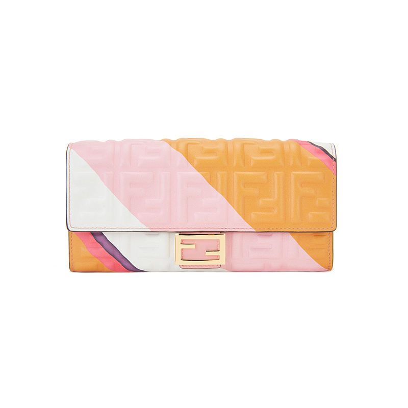 Fendi Women's Fashion Ff Print Trendy Color Block Portable Card Holder Wallet Card Clip 8m0251