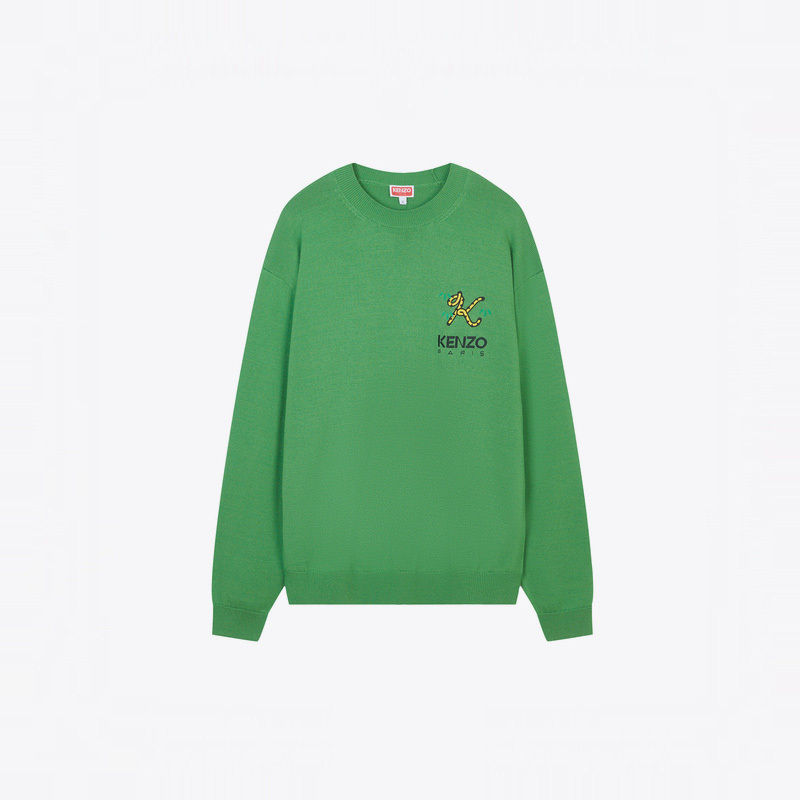 Kenzo Kenzo Logo Embroidered Round Neck Men's Long-Sleeved Knitted Pullover Fc65Pu3423La