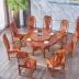 Bàn ăn gỗ gụ hedgehog gỗ đàn hương đỏ bàn tròn gỗ cẩm lai bàn ghế ăn kết hợp đồ nội thất nhà hàng Trung Quốc cổ điển bàn ăn - Bộ đồ nội thất