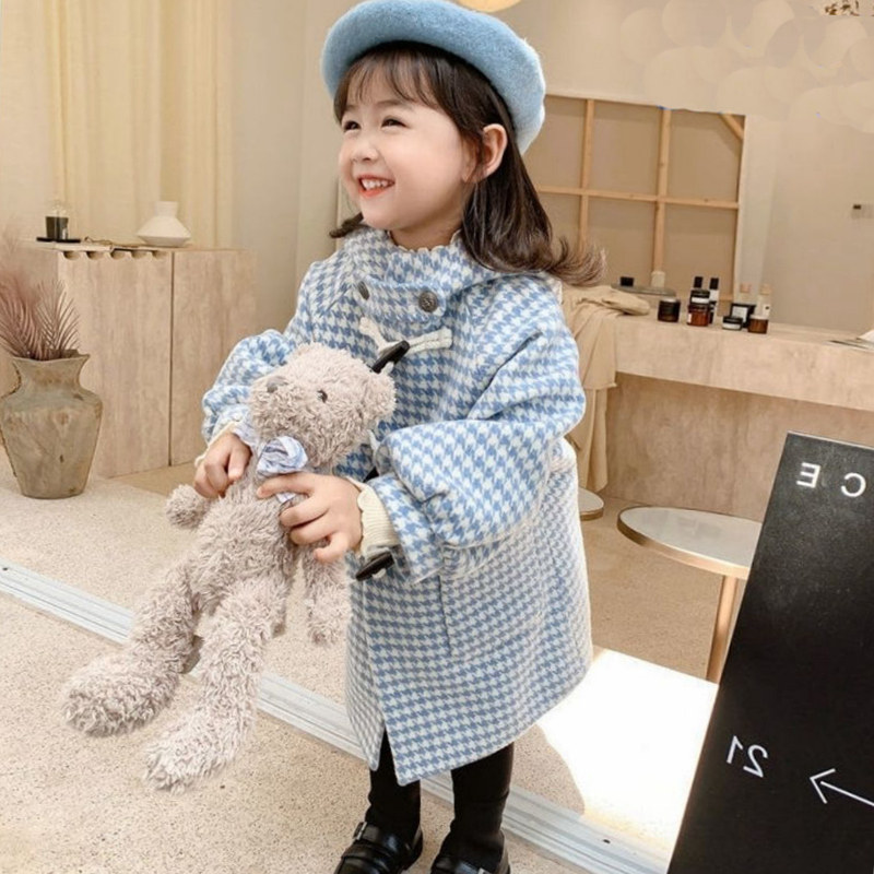 Girls' woolen sweater 2022 winter dress new children trendy foreign pie baby autumn winter plus cotton thickened subcoat