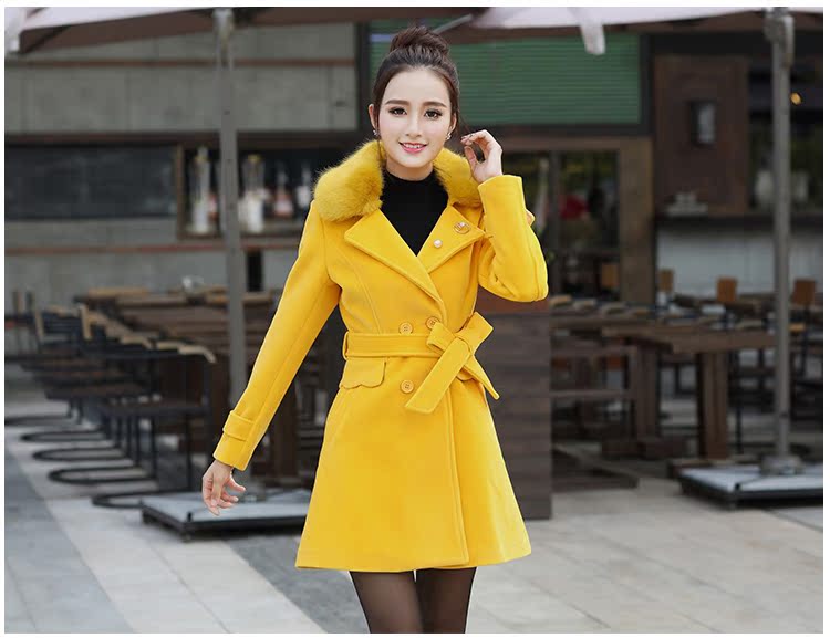 Áo khoác len 2018 mùa đông mới cho nữ áo gió Slim eo phiên bản Hàn Quốc của phần dài của áo khoác dày Nizi áo dạ nữ