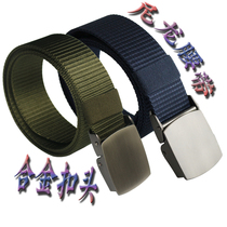 Belt mens alloy Buckle Head tactical belt canvas nylon smooth buckle belt 3 7cm wide military training pants bag