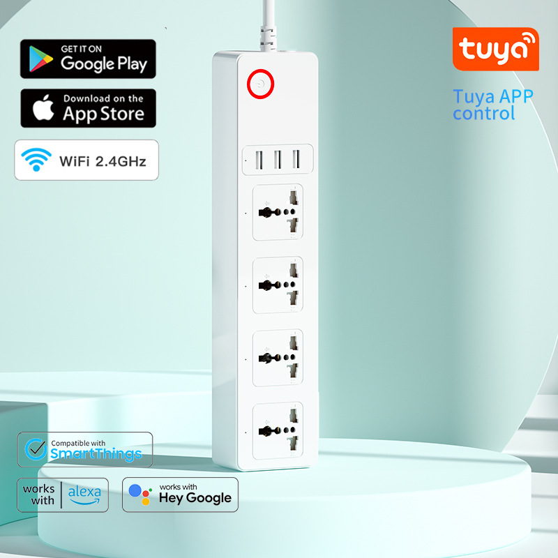 Tuya Smart Uk Standard Suitable for Singapore and Malaysia Multifunctional Power Strip with Voice Timing Home Adapter Socket