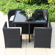 Outdoor rattan table and chair cafe balcony casual bar table and chair rattan chair five-piece open-air balcony creative table and chair