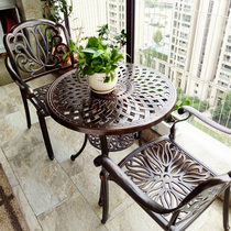 Cast aluminum balcony small coffee table table and chair combination three-piece terrace leisure table and chair simple outdoor courtyard furniture