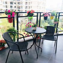 Balcony small table and chair outdoor courtyard terrace leisure small coffee table wrought small round table and chair combination rattan chair three-piece set