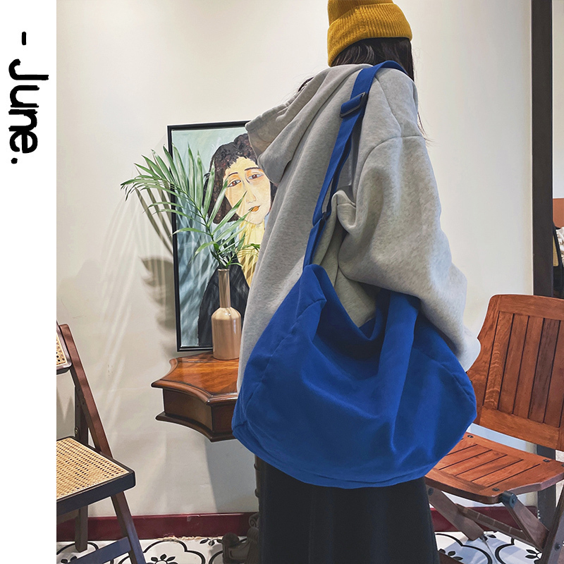 Klein Blue Large-Capacity Canvas Bag Female Student Backpack 21 New Style ins Simple and Versatile Shoulder Crossbody Bag Klein Blue Large-Capacity Canvas Bag Female Student Backpack 21 New Style ins Simple and Versatile Shoulder Crossbody Bag