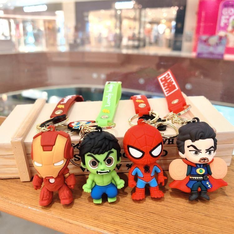 Creative Spider-Man Pvc Keychain Cartoon Iron Man Doll Keychain School Bag Pendant Small Gift