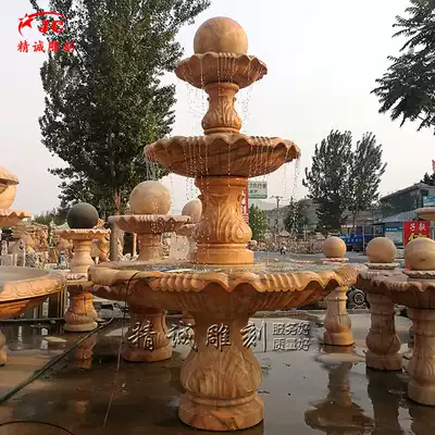 Stone carving fountain feng shui ball marble courtyard fountain stone carving flowing water ornaments home Villa courtyard waterscape stone ball