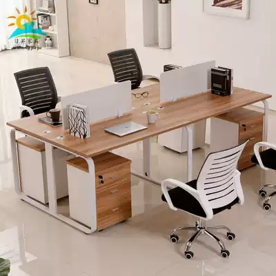 Staff desk four-person multi-person employee computer table and chair combination 2 4 6-person work position screen card holder