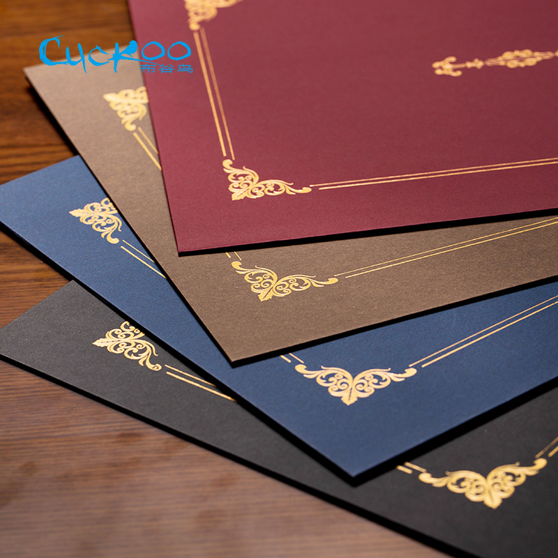 Double wire frame elegant file envelope, special paper certificate cover, speech business signing contract folder 6 copies