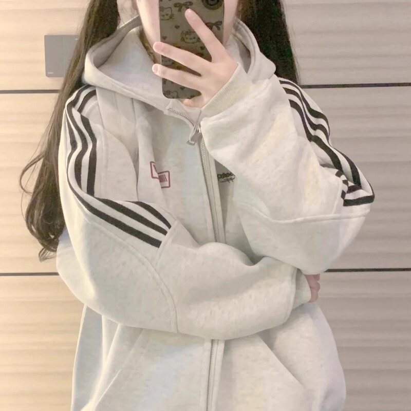 American Style Sweatshirt Jacket for Women 2025 New Pure Cotton Hooded Zip-Up Cardigan Spring, Autumn and Winter Loose Versatile Student Top American Style Sweatshirt Jacket for Women 2025 New Pure Cotton Hooded Zip-Up Cardigan Spring, Autumn and Winter Loose Versatile Student Top