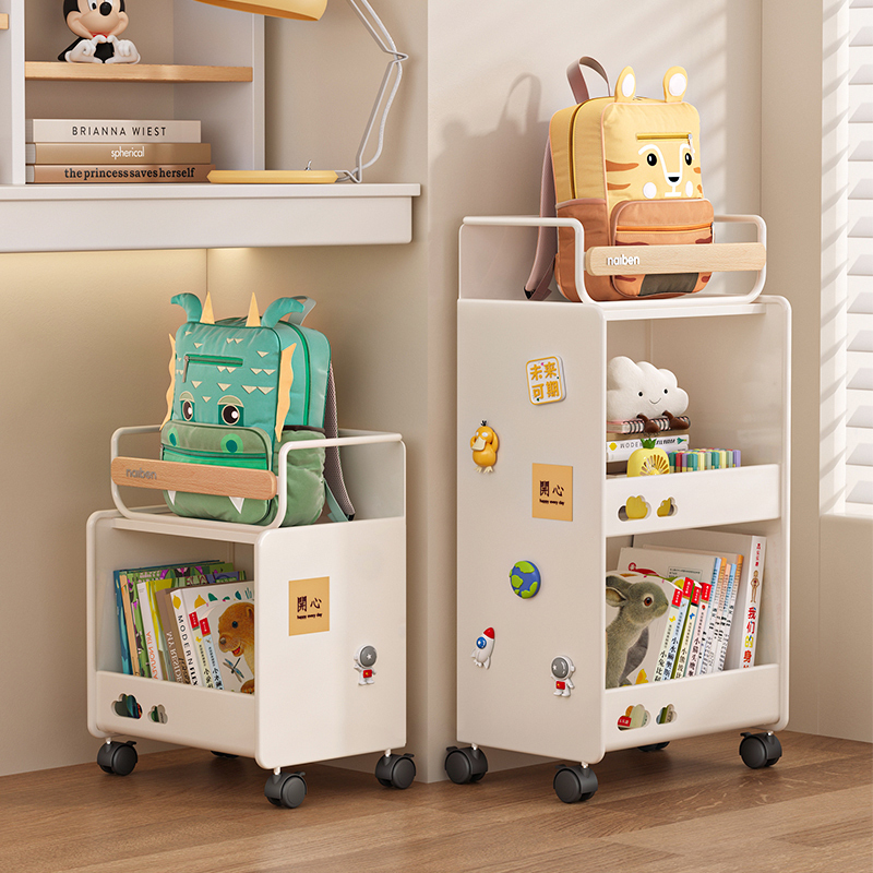 Japanese Imported Bookshelf Storage Rack, Movable Trolley, Multi-Layer Under-Desk Bookshelf, Student Storage Cabinet, Snack Rack