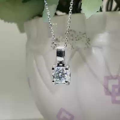 Hui Wei jewelry 18K platinum D color mo sang shi 40 points 1 karat shaper pendant simple fashion