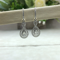 18K white gold drop pear shaped diamond earrings ear hook natural real diamond double row inlay can be customized