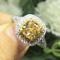 18K gold mo sang shi yellow diamond nv jie 2 Karat pincushion luxury ring diamond mo sang shi