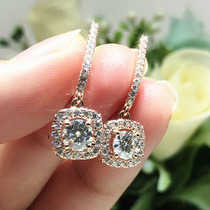 18K rose gold earrings party circumference small drill D color mo sang shi earrings ear hook earrings female customized 1 karat