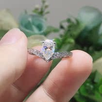 D color moisanishi ring 18K white gold gold pear-shaped water drop female ring group with large carat women wedding ring