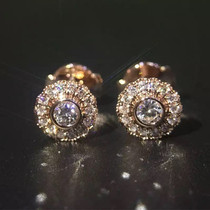 18K white gold rose gold diamond stud earrings Flower-shaped beaded diamond earrings Round luxury group set with natural broken diamonds