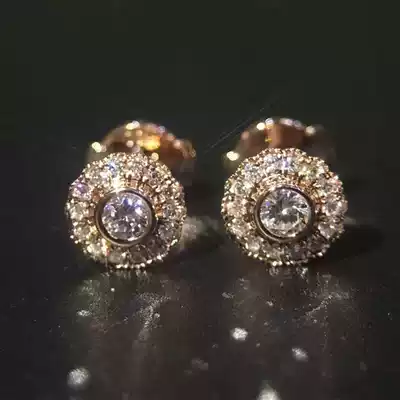 18K white gold rose gold diamond ear needle flower-shaped beaded diamond earrings luxury group inlaid with natural diamond