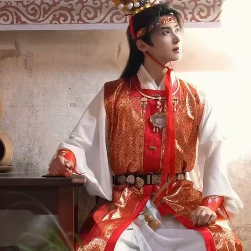 Original Design by Huashenshi: Jia Baoyu Cosplay Costume Full Set, Lin Daiyu Cosplay Interpretation of Dream of Red Mansions, Ancient Style Gold Brocade Armor, New Model