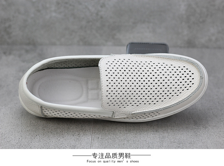 Giày da nam mùa hè có đế có lỗ lưới sandal nam kinh doanh bình thường bằng da nguyên chất màu trắng rỗng lỗ giày da mát mẻ - Sandal giày thể thao nam adidas