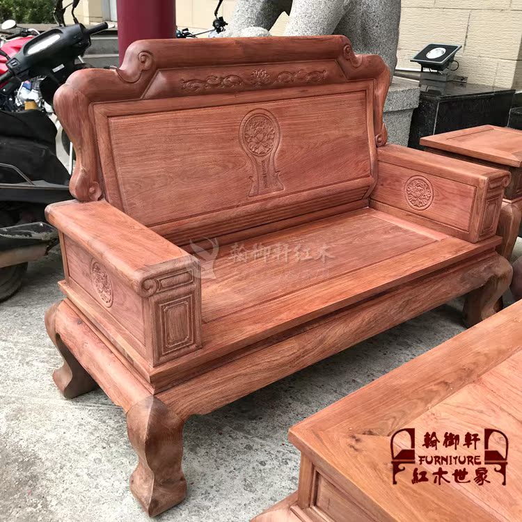 Gỗ hồng mộc Miến Điện 123 chạm khắc bộ ghế sofa Viêng Chăn của sáu trái cây gỗ hồng lớn bằng gỗ gụ mới - Bộ đồ nội thất bàn ghế hiện đại