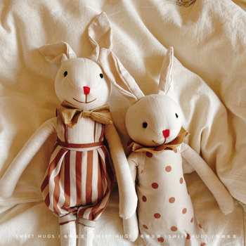 Super cute rabbit doll cotton and linen nordic style comfort doll ຂອງຂວັນວັນເດັກນ້ອຍການຖ່າຍຮູບ prop ຍິງ doll