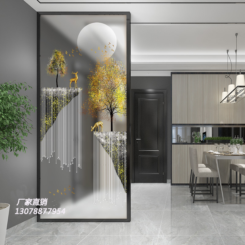 Minimalist modern tempered glass screen bedroom Living room compartment wall Double sided light transmission starter GENGUAN SMALL HOUSEHOLD TYPE CUSTOMISATION