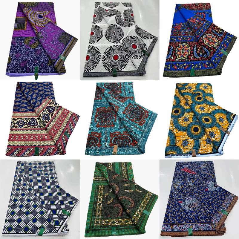 New African Clothing Fabric Pure Cotton Batik Fabric Hollandais Real Wax Ankara Print