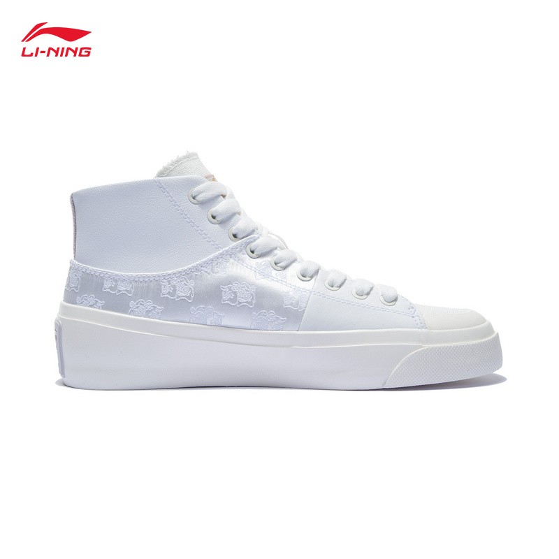 Li Ning Casual Shoes Woman 2022 New Pint Day Into Bucket Gold Small White Shoes Comfort Soft Bomb High Cylinder Classic Sneakers