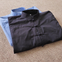 Guizhou Buyi ethnic minority wind retro ancient mens clothing Long sleeves Chinese wind blouses youth Spring and autumn blue pure cotton leisure