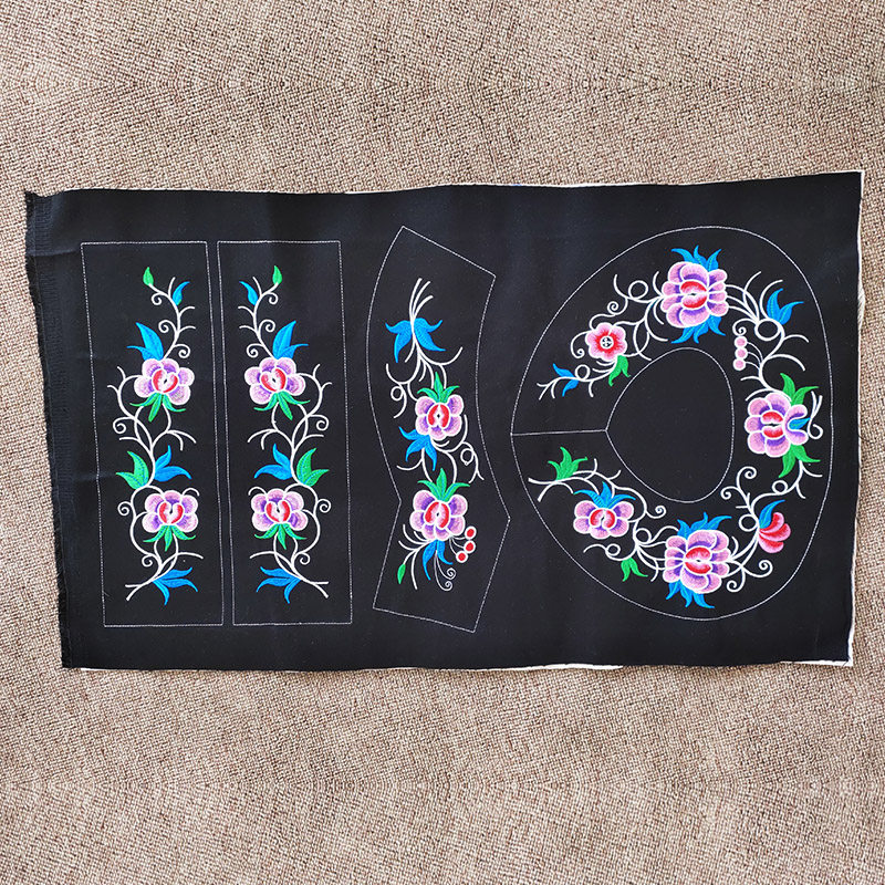 Guizhou Buyi China Wind lace cloth Ethnic Minority embroidered flower cloth Shoulder Collar National Wind Collar Flowers Black
