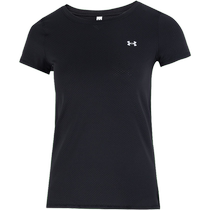 UA Under Armor sports suit womens autumn new black round neck short-sleeved T-shirt running training shorts three-quarter pants