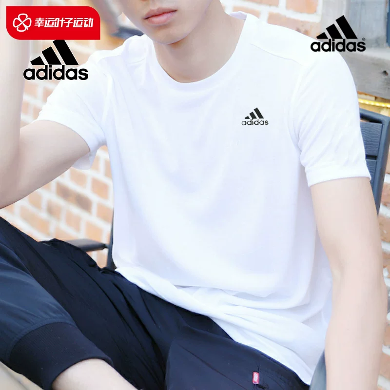 Футболка Adidas, летняя белая хлопковая спортивная костюм, с коротким рукавом