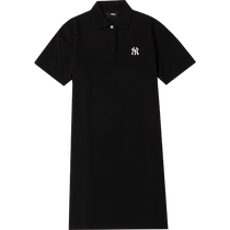 MLB Official Ladis Black POLO воротничок Long dress 2024 Summi new sport Liandress