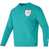 PUMA top mens green round neck terry sweatshirt loose pullover running training sportswear 625802