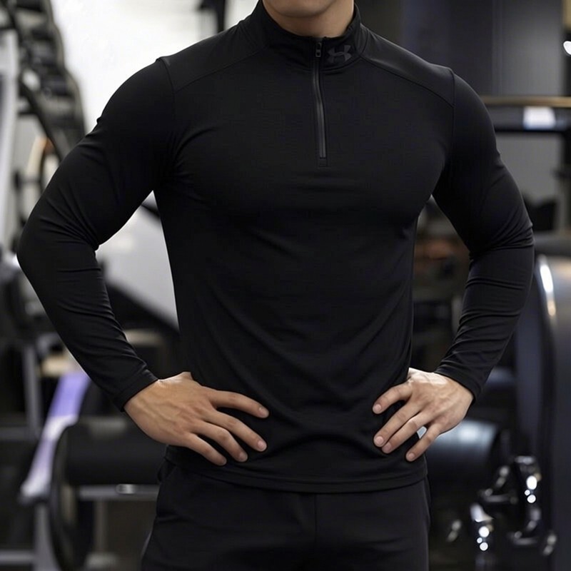 Lucky Leaf | Ua under Armour Long-Sleeve T-Shirt Men's New Style Half-Zip High-Neck Fitness Shirt Sports Set