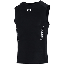 Under Armor UA black round neck vest mens summer new fitness training sportswear tight sleeveless T-shirt