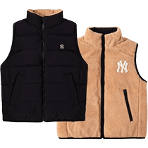 MLB Official Mens and Womens Stand Collar Down Vest Jacket Reversible Sportswear Warm Cotton Feather Vest Jacket