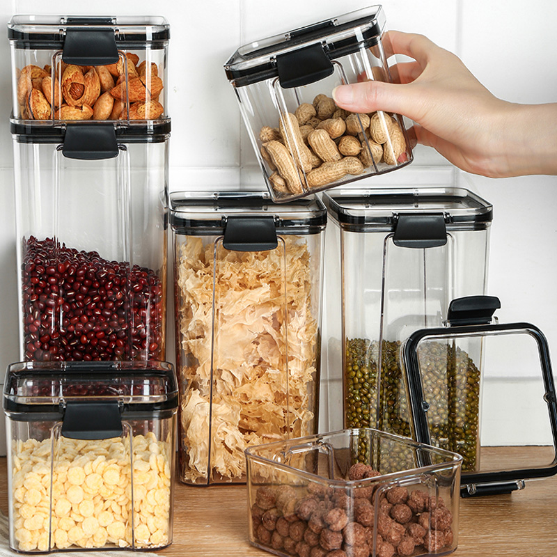 Transparent sealed tank moisture-proof kitchen Five grain cereals containing box Food grade plastic with lid snacks nut storage tank