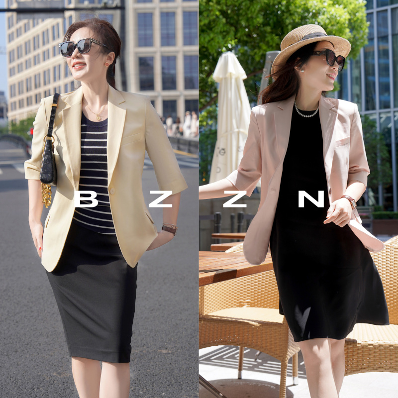 Bzzn Urban Intellectual Sister Hardcore Italian Worsted Wool Th Spring/Summer Workplace Mid-Sleeve Blazer