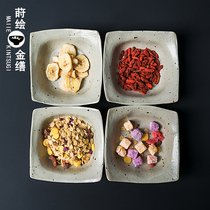 Jingdezhen Japanese creative retro ceramic small material plate coarse pottery soy sauce vinegar dish dipping dish household cooking plate taste dish