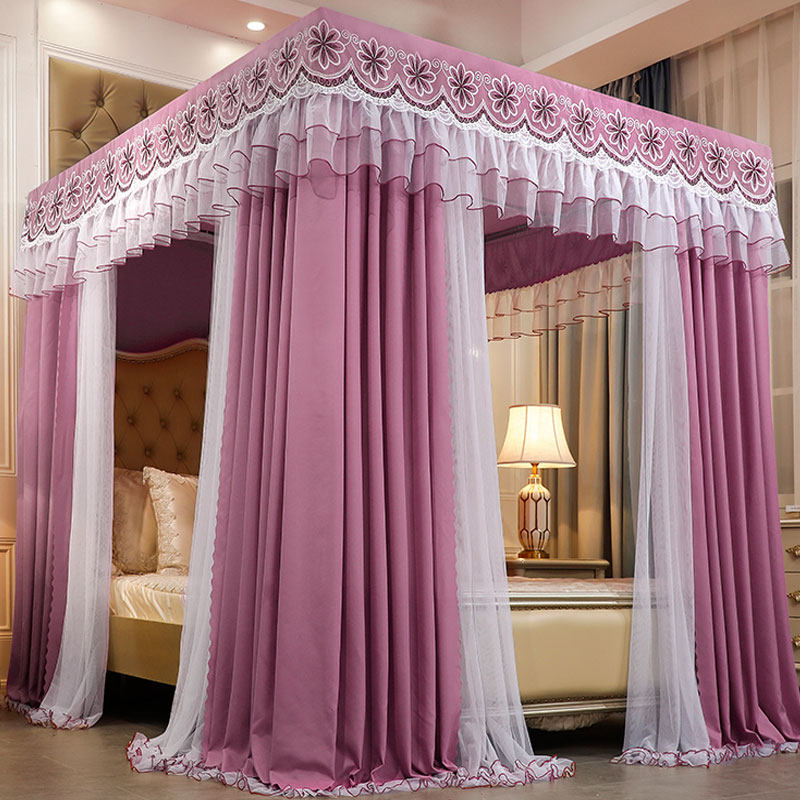 Eurostyle Palace Bed Nets 1 5m Beds Double Bed Curtain Princess Wind Reinforced Floor Stainless Steel Bracket 1 8 m Domestic