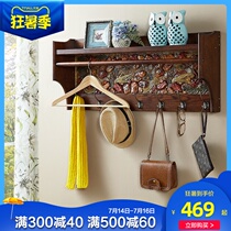 Entrance wall shelf shelf Coat rack display rack Wall hanging solid wood creative bedroom living room hanger single pole